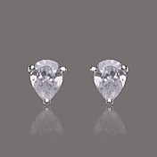 Gorgeous Silver Plate Teardrop Shape Crystal Earring
