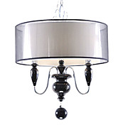 Ceramic Pendant Lights with 3 Lights Fabric Shade