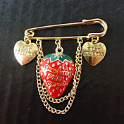 Red Strawberry and Heart Sweet Lolita Brooch