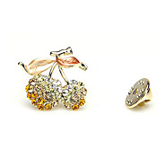 Gorgeous Alloy With Rhinestones Cherry Brooch