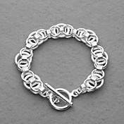 Gorgeous Silver Plated Polish Circle In Middle Unisex Bracelet