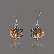 Gorgeous Silver Plate Orange Crystal Earring
