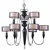 Artistic Ceramic Chandeliers with 9 Lights Fabric Shades