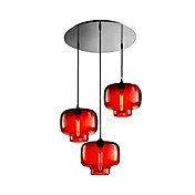 luzes de vidro modernos pingente com 3 luzes no design do frasco transparente