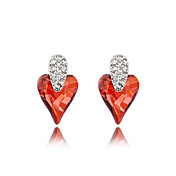 Delicate Platinum Plated Crystal Heart Cut Stud Earrings(More Colors)