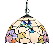 60W Tiffany Pendent Light in Blue Hummingbird Pattern