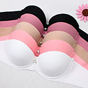 Solid Color Smooth Gathered Half Cup Bra