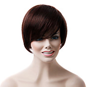 Capless High Quality Mixed Hair Side Brown Wavy Wig