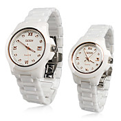 estilo par cerámica reloj analógico de pulsera de cuarzo (blanco)