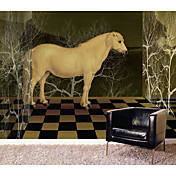 Animais Cavalo Amarelo Mural Gráfica Contemporânea
