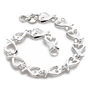 Fashion Silver Plated Hearts Women's Bracelet