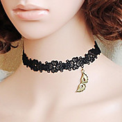 Håndlavet Black Lace Mask-formet vedhæng Gothic Lolita Halskæde