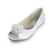 Satin flachem Absatz Peep Toe mit Satin Blume Hochzeit / Party Schuhe (weitere Farben)