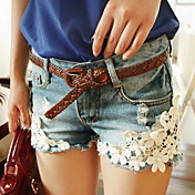 dunne kantrand parel versierd katoenen denim broek 172