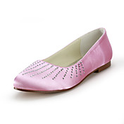 Satin Flat Heel Closed Toe With Rhinestone Wedding Party Women's Shoes