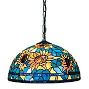 Contemporary Tiffany Pendant Lights with 2 Lights in Glass Shade Blue