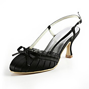 Satin Low Heel Slingbacks With Stitching Lace Wedding Party Women's Shoes