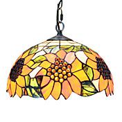 60W 1 - Light Tiffany Glass Pendent Light with Sunflower Pattern