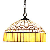 2 - Light Tiffany Pendent Lights with Yellow Fringe