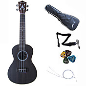 hanknn - ukelele concierto de palo de rosa con funda / cadena / correa pasadas /