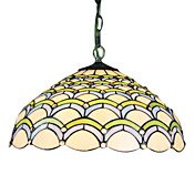 Tiffany Glass Pendent Lights with 2 Lights in Wave Pattern
