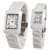 Coppia stile ceramica analogico al quarzo orologio da polso (bianco)