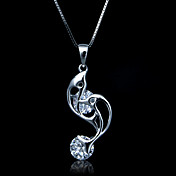 Fine Jewelry Lovely Zircon Two Fish Sterling Silver Necklace