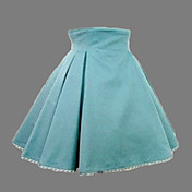 Knee-length Blue Cotton Lace Trim Country Lolita Skirt