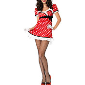 sexy femme rouge blanc polyester garniture parti reine costume (4pièces)