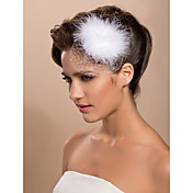 Gorgeous Tulle Wedding Bridal White Feather Headpiece