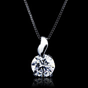 Fine smykker Bare Leaf Med Big Zircon Sterling Sølv halskjede