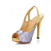 hermosas espumosos glitter bombas de tacón de aguja del talón fiesta / noche zapatos
