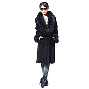 Charming Long Sleeve Raccoon Collar Evening Mink Fur Coat
