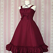 Ærmeløs Tea-længde Wine Red Cotton Classic Lolita Dress