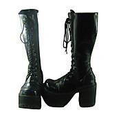 Cool Black PU Cuir 12cm Plateforme Lace-up Punk Lolita Bottes