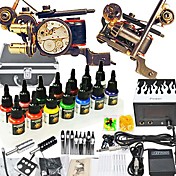 2 Handmade Cast Iron Tattoo Gun Kit with 14*15ml Color Ink