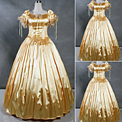 Short Sleeve Floor-length Golden Satin Princess Lolita Dress