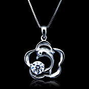 Fine smykker Lovely Zircon Dolphins Sterling Sølv halskjede