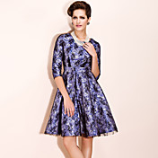 ts estilo vintage jacquard columpio vestido con dobladillo de encaje