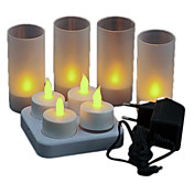 Calda luce gialla LED ricaricabili senza fiamma Candele tea light (4-pack)