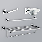 4-Pieces Modern Bathroom Hardware Accessory Set Chrome Finish