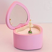 Heart Shaped Wood Music Box with Ballerina Figurine (More Colors)