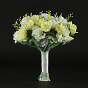 élégant bouquet rond jaune de mariée en satin
