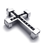 staal zirkoon kruis hanger (gratis ketting) (4,5 * 2,8 * 0.7cm)