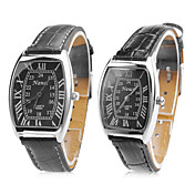 par de pu unisex reloj de pulsera analógico de cuarzo (negro)