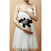 Excelente mano de raso / encaje de la boda / vestido de noche con rebordear Belt (más colores)