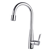 Latão contemporânea Pull Out torneira da cozinha Chrome Finish