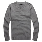 mænds ensfarvet v-hals sweater