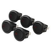Car Rocker Switches with Red Light Indicator (5-Pack, 12V)