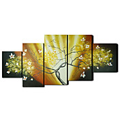 dipinto a mano olio su tela con cornice floreale allungata - Set di 5